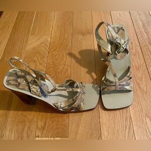 Kennth Cole Reaction Snake-Print Strappy Heeled Sandals - Neutral 8.5